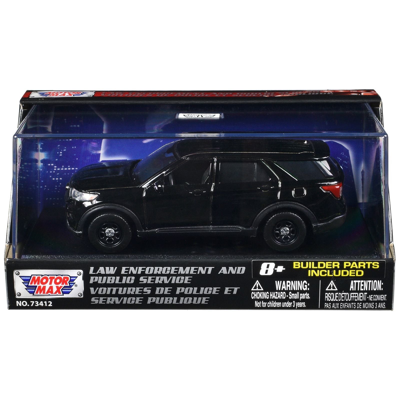 2022 Ford Police Interceptor Utility Black Unmarked "Custom Builder's Kit" "Law Enforcement and Public Service" Series 1/43 Diecast Model Car by Motormax - Motormax - ModelCars.com