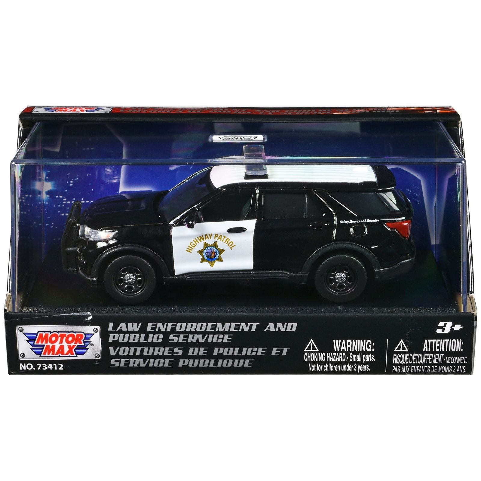 2022 Ford Police Interceptor Utility "California Highway Patrol" Black and White "Law Enforcement and Public Service" Series 1/43 Diecast Model Car by Motormax - Motormax - ModelCars.com