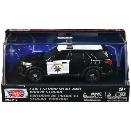 2022 Ford Police Interceptor Utility "California Highway Patrol" Black and White "Law Enforcement and Public Service" Series 1/43 Diecast Model Car by Motormax - Motormax - ModelCars.com