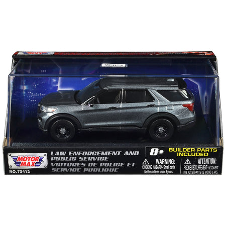 2022 Ford Police Interceptor Utility Gray Metallic Unmarked "Custom Builder's Kit" "Law Enforcement and Public Service" Series 1/43 Diecast Model Car by Motormax-Motormax-ModelCars.com
