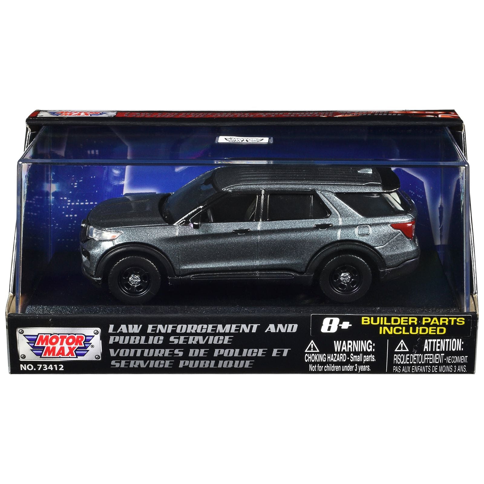 2022 Ford Police Interceptor Utility Gray Metallic Unmarked "Custom Builder's Kit" "Law Enforcement and Public Service" Series 1/43 Diecast Model Car by Motormax - Motormax - ModelCars.com