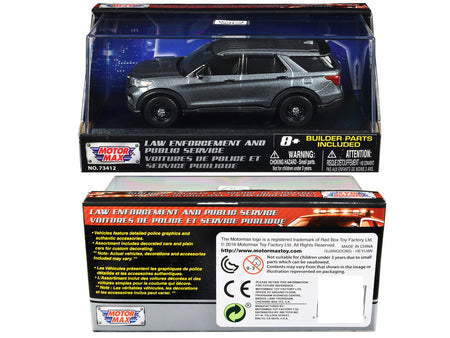 2022 Ford Police Interceptor Utility Gray Metallic Unmarked "Custom Builder's Kit" "Law Enforcement and Public Service" Series 1/43 Diecast Model Car by Motormax-Motormax-ModelCars.com
