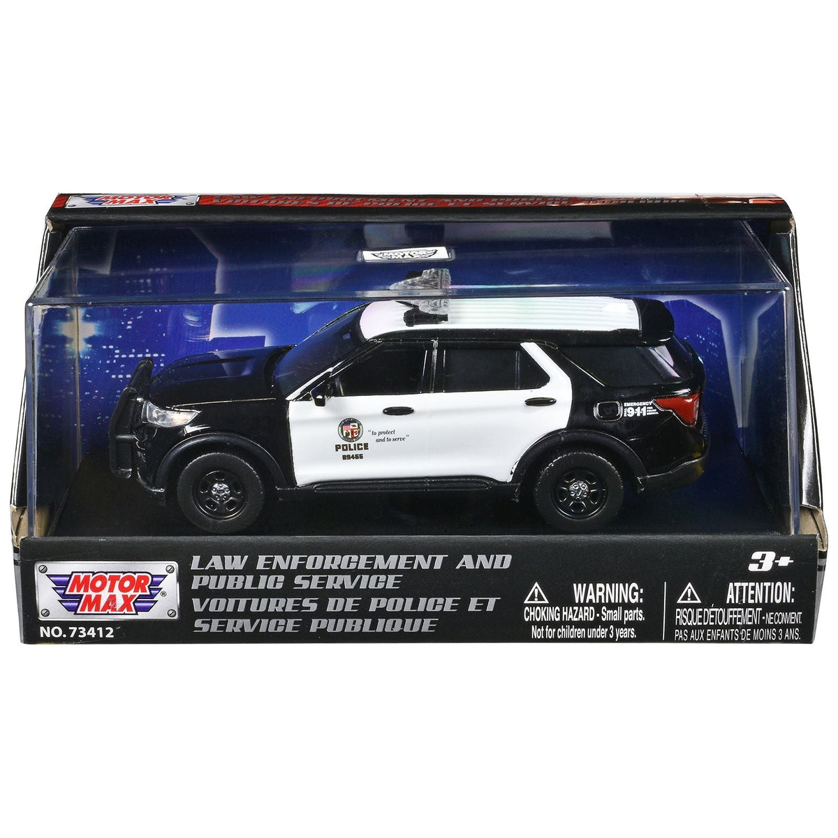 2022 Ford Police Interceptor Utility "LAPD (Los Angeles Police Department)" Black and White "Law Enforcement and Public Service" Series 1/43 Diecast Model Car by Motormax-Motormax-ModelCars.com