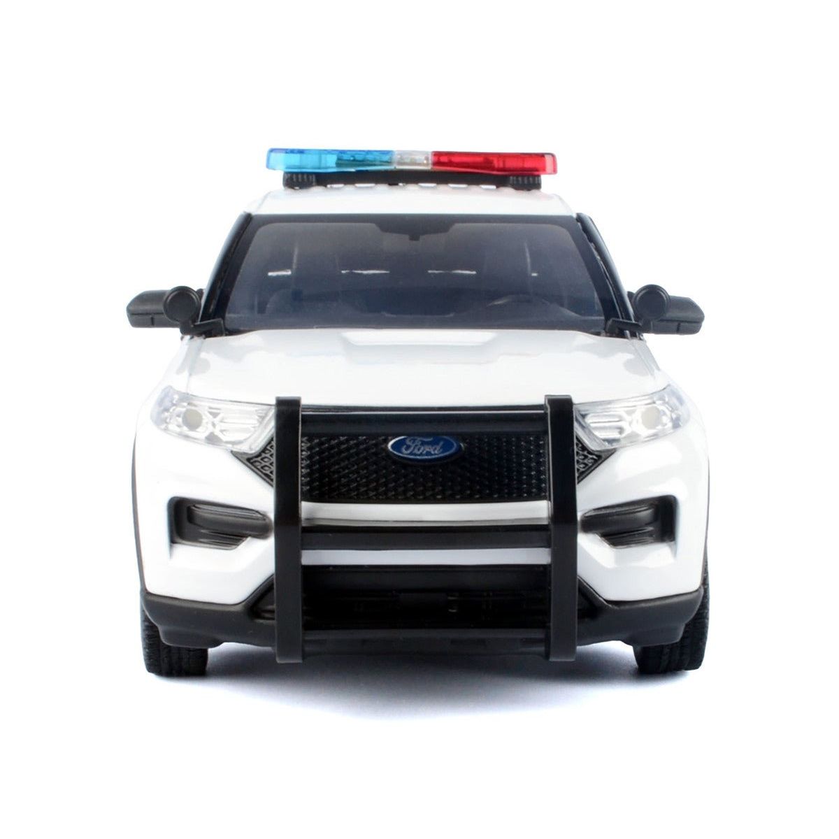 2022 Ford Police Interceptor Utility Plain White "Builder's Kit" with Flashing Light Bar and Front and Rear Lights and Sounds 1/24 Diecast Model Car by Motormax-Motormax-ModelCars.com