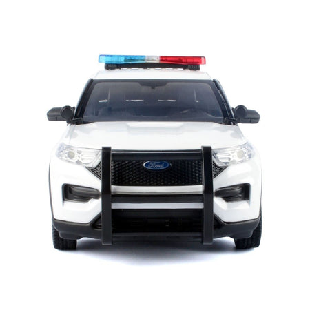2022 Ford Police Interceptor Utility Plain White "Builder's Kit" with Flashing Light Bar and Front and Rear Lights and Sounds 1/24 Diecast Model Car by Motormax - Motormax - ModelCars.com