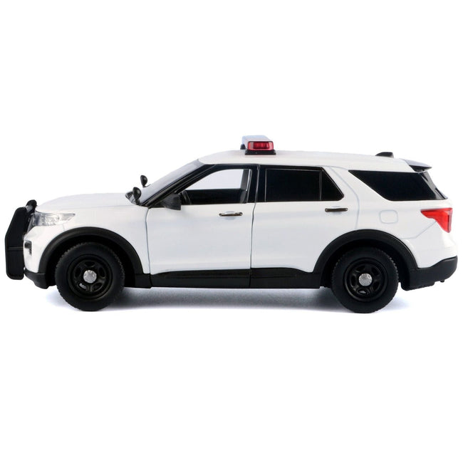 2022 Ford Police Interceptor Utility Plain White "Builder's Kit" with Flashing Light Bar and Front and Rear Lights and Sounds 1/24 Diecast Model Car by Motormax-Motormax-ModelCars.com