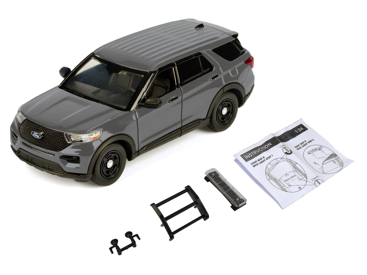 2022 Ford Police Interceptor Utility Unmarked Gray Metallic "Builder's Kit" "Law Enforcement and Public Service" Series 1/24 Diecast Model Car by Motormax-Motormax-ModelCars.com