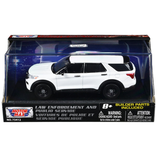 2022 Ford Police Interceptor Utility White Unmarked "Custom Builder's Kit" "Law Enforcement and Public Service" Series 1/43 Diecast Model Car by Motormax - Motormax - ModelCars.com