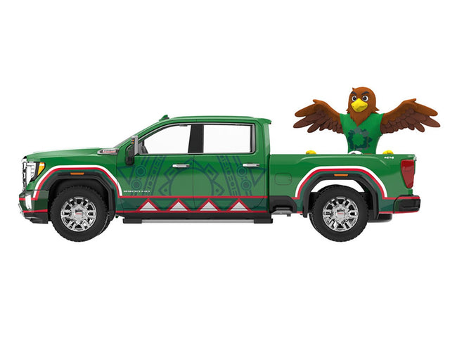 2022 GMC Sierra 3500 HD Pickup Truck Green with Mexican Soccer Graphics with Eagle Figure "International Soccer Celebration '26" Series 1/64 Diecast Model Car by Greenlight-Greenlight-ModelCars.com