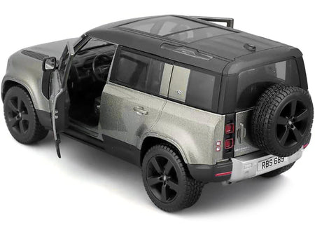 2022 Land Rover Defender 110 Green Metallic with Black Top and Sunroof 1/24 Diecast Model Car by Bburago-Bburago-ModelCars.com