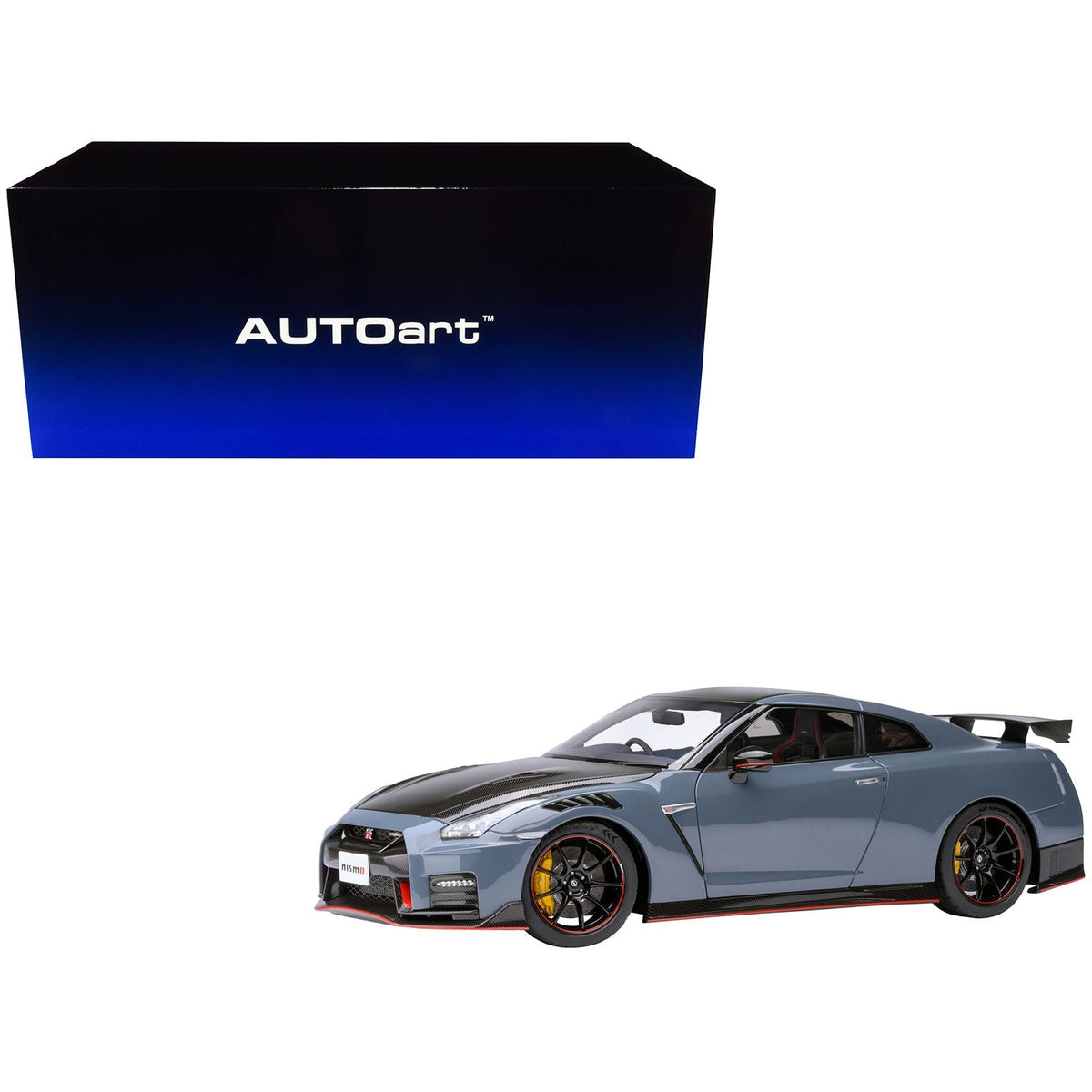 2022 Nissan GT-R (R35) Nismo Special Edition RHD (Right Hand Drive) Nismo Stealth Gray with Carbon Hood and Top 1/18 Model Car by Autoart-Autoart-ModelCars.com
