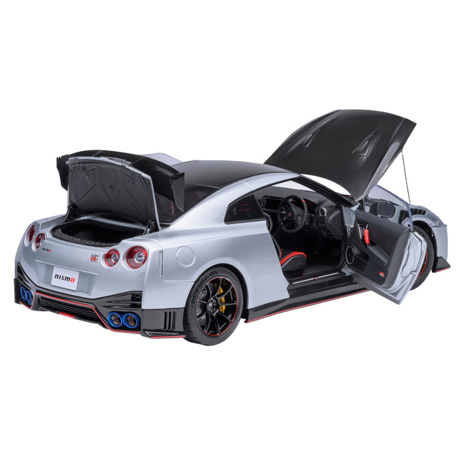 2022 Nissan GT-R (R35) Nismo Special Edition RHD (Right Hand Drive) Ultimate Metal Silver with Carbon Hood and Top 1/18 Model Car by Autoart-Autoart-ModelCars.com