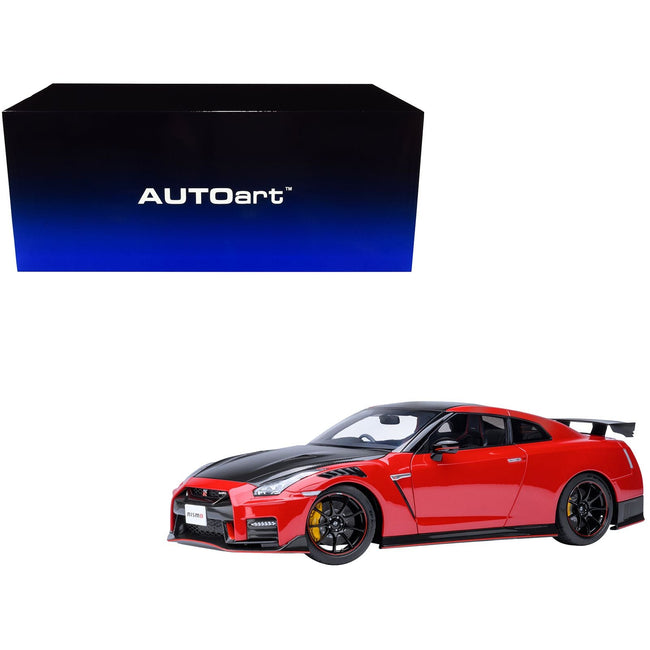 2022 Nissan GT-R (R35) Nismo Special Edition RHD (Right Hand Drive) Vibrant Red with Carbon Hood and Top 1/18 Model Car by Autoart-Autoart-ModelCars.com