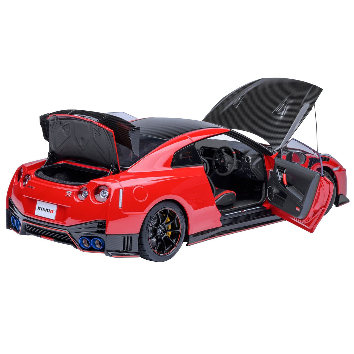 2022 Nissan GT-R (R35) Nismo Special Edition RHD (Right Hand Drive) Vibrant Red with Carbon Hood and Top 1/18 Model Car by Autoart-Autoart-ModelCars.com
