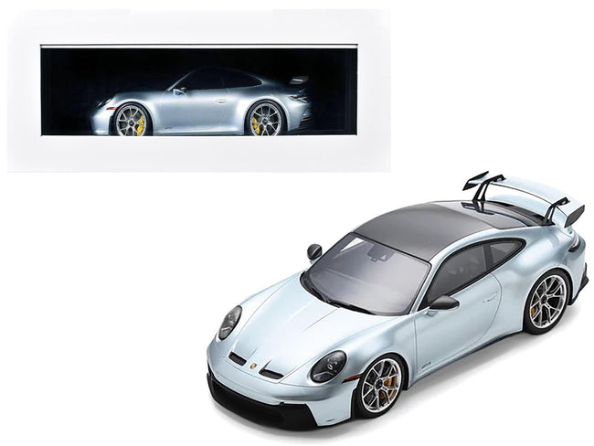 2022 Porsche 911 (992) GT3 Azzuro Thetys Metallic with Black Top with Acrylic Display Case 1/18 Model Car by Schuco-Schuco-ModelCars.com