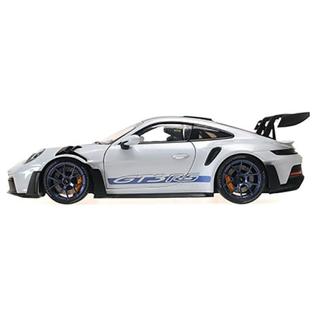 2022 Porsche 911 (992) GT3 RS "Weissach Package" Gray Metallic with Blue Accents Limited Edition to 649 pieces Worldwide 1/18 Diecast Model Car by Minichamps - Minichamps - ModelCars.com
