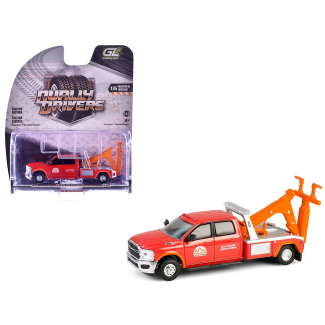 2022 Ram 3500 Dually Wrecker Tow Truck "Ignition Towing Co." Red and Orange "Dually Drivers" Series 16 1/64 Diecast Model Car by Greenlight-Greenlight-ModelCars.com