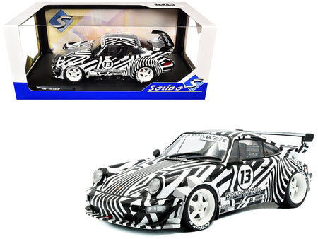 2022 RWB Bodykit #13 "The Zebra" Black and White Striped 1/18 Diecast Model Car by Solido-Solido-ModelCars.com