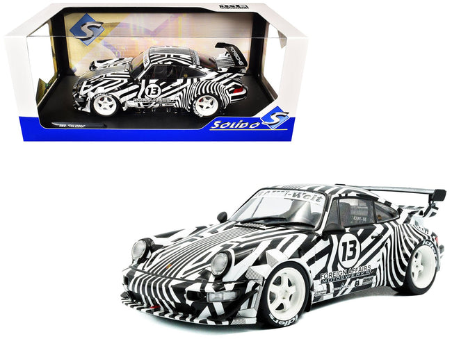 2022 RWB Bodykit #13 "The Zebra" Black and White Striped 1/18 Diecast Model Car by Solido-Solido-ModelCars.com