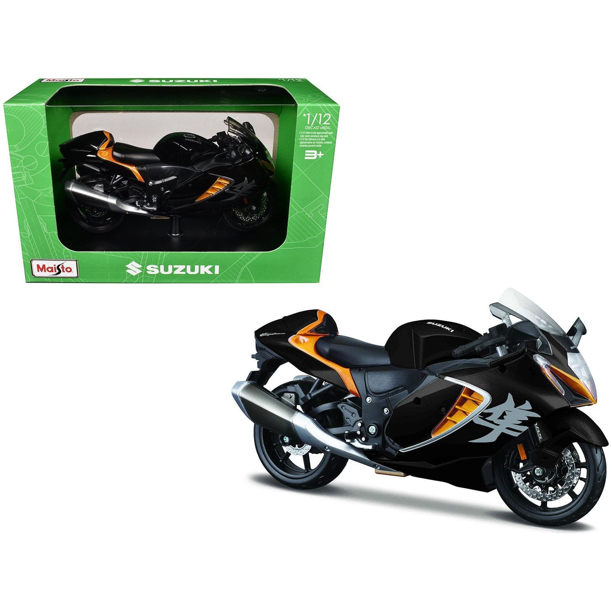 2022 Suzuki Hayabusa Black Metallic 1/12 Diecast Motorcycle Model by Maisto-Maisto-ModelCars.com