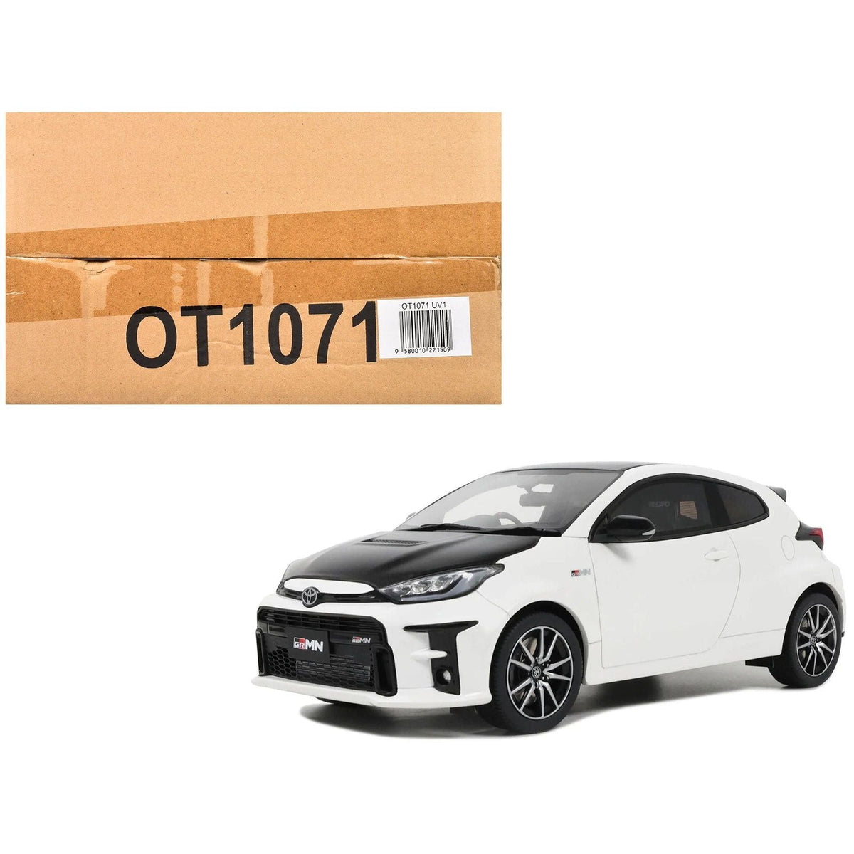 2022 Toyota GRMN Yaris RHD (Right Hand Drive) Platinum White Pearl with Black Hood and Top Limited Edition to 999 pieces Worldwide 1/18 Model Car by Otto Mobile-Otto Mobile-ModelCars.com