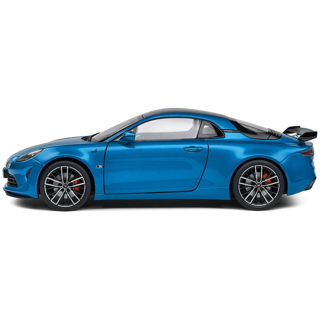2023 Alpine A110S Pack Aero Bleu Alpine Blue Metallic with Black Top 1/18 Diecast Model Car by Solido - Solido - ModelCars.com