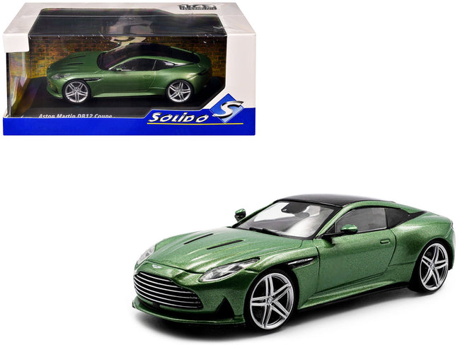 2023 Aston Martin DB12 Coupe Iridescent Emerald Metallic with Black Top 1/43 Diecast Model Car by Solido-Solido-ModelCars.com