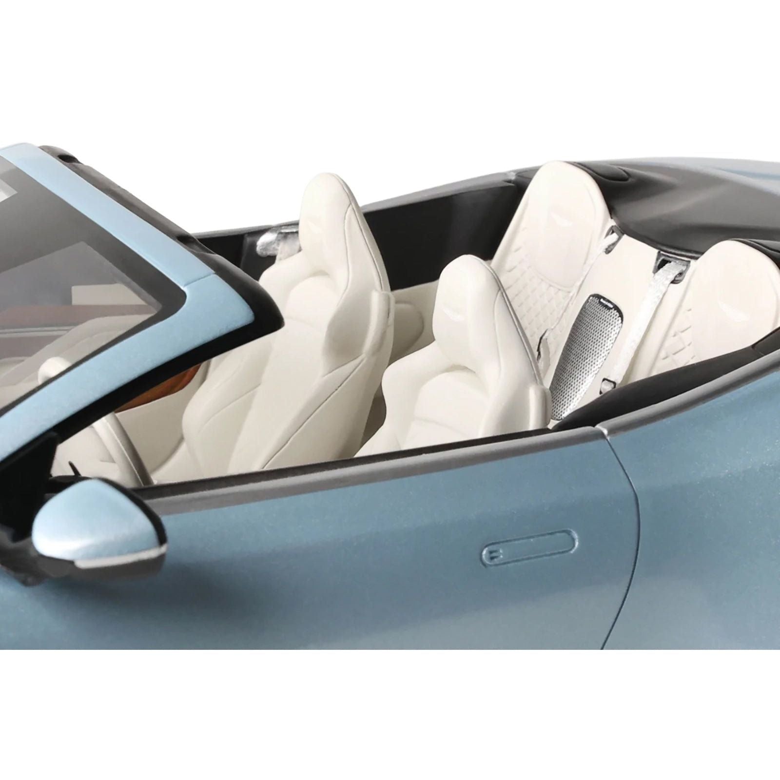 2023 Aston Martin DB12 Volante Caribbean Blue Pearl with White Interior 1/18 Model Car by GT Spirit - GT Spirit - ModelCars.com