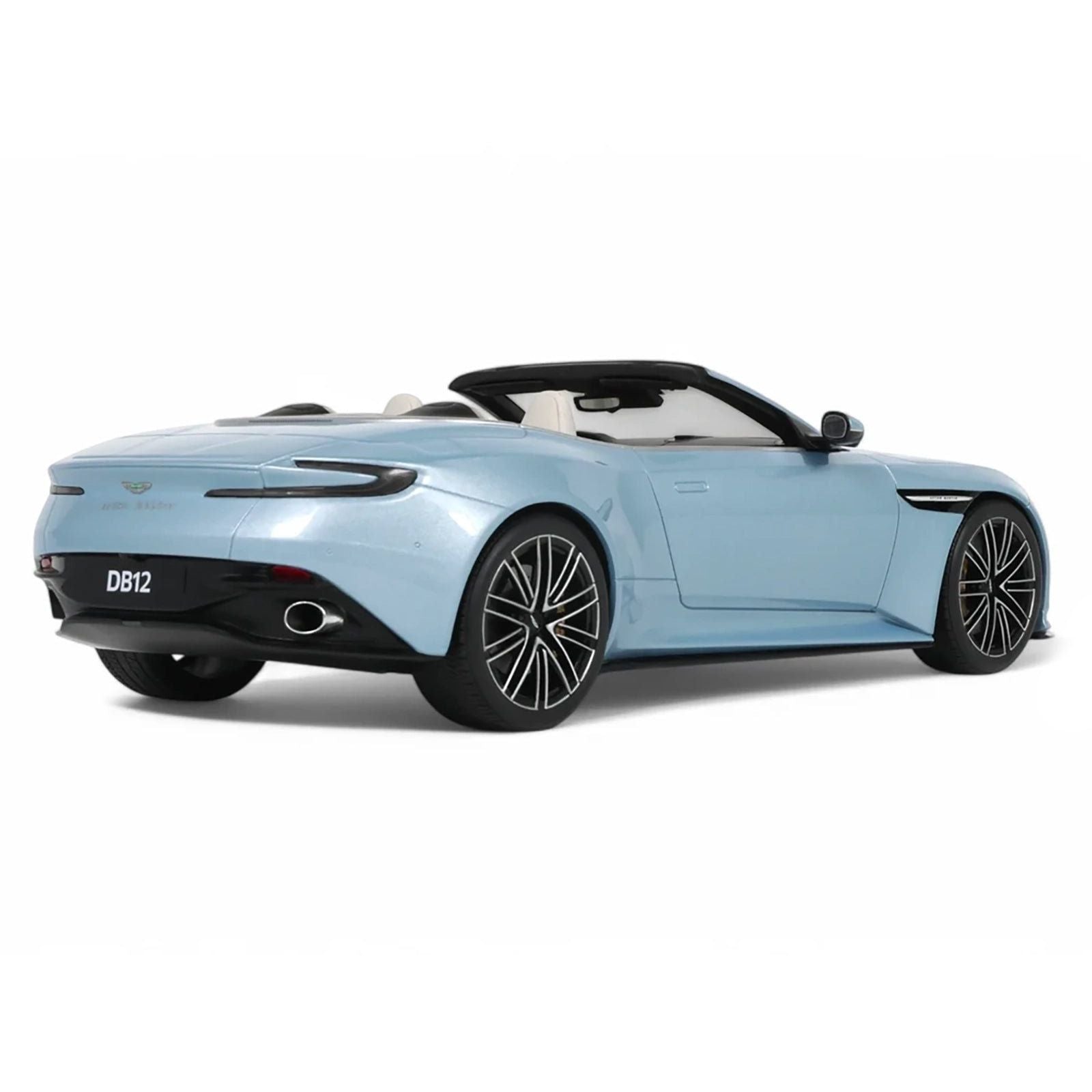 2023 Aston Martin DB12 Volante Caribbean Blue Pearl with White Interior 1/18 Model Car by GT Spirit - GT Spirit - ModelCars.com