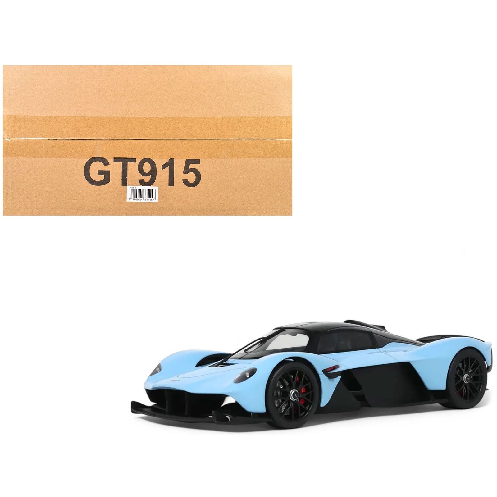 2023 Aston Martin Valkyrie Light Blue with Black Top 1/18 Model Car by GT Spirit - GT Spirit - ModelCars.com