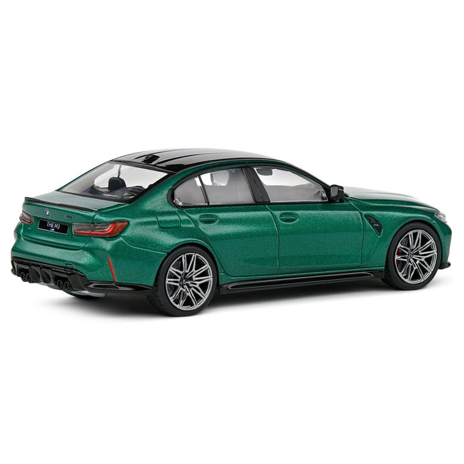 2023 BMW M3 Sedan (G80) Competition Isle of Man Green Metallic with Black Top 1/43 Diecast Model Car by Solido-Solido-ModelCars.com
