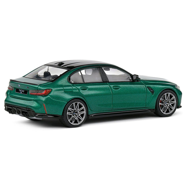 2023 BMW M3 Sedan (G80) Competition Isle of Man Green Metallic with Black Top 1/43 Diecast Model Car by Solido - Solido - ModelCars.com