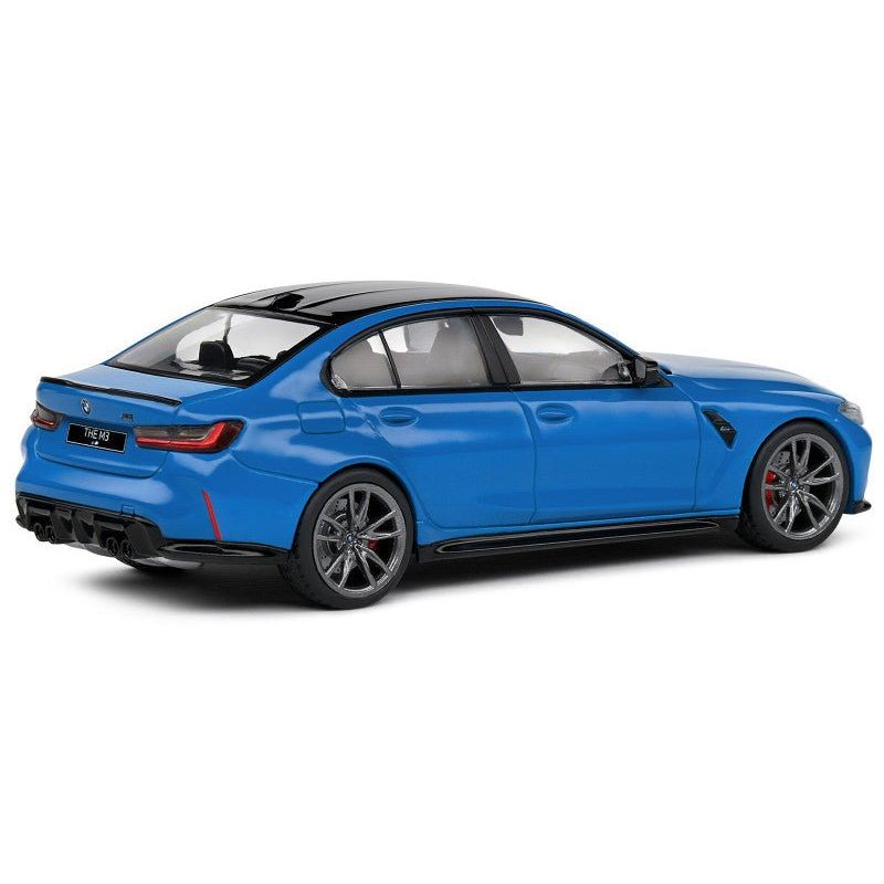 2023 BMW M3 Sedan (G80) Competition Santorini Blue with Black Top 1/43 Diecast Model Car by Solido - Solido - ModelCars.com