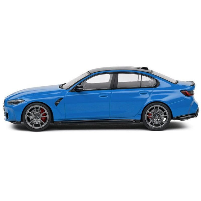 2023 BMW M3 Sedan (G80) Competition Santorini Blue with Black Top 1/43 Diecast Model Car by Solido-Solido-ModelCars.com