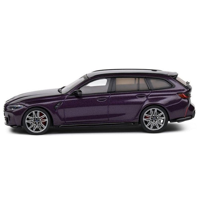 2023 BMW M3 Touring (G81) Competition Daytona Violet Metallic with Black Top 1/43 Diecast Model Car by Solido-Solido-ModelCars.com