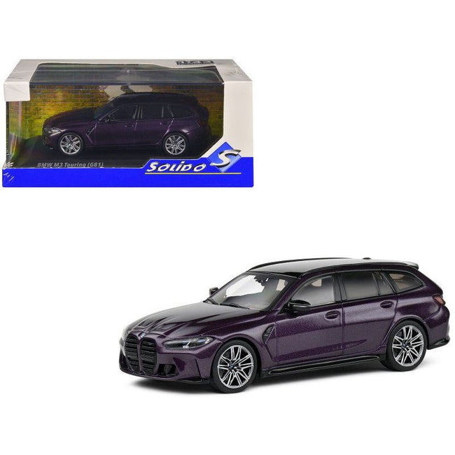 2023 BMW M3 Touring (G81) Competition Daytona Violet Metallic with Black Top 1/43 Diecast Model Car by Solido-Solido-ModelCars.com