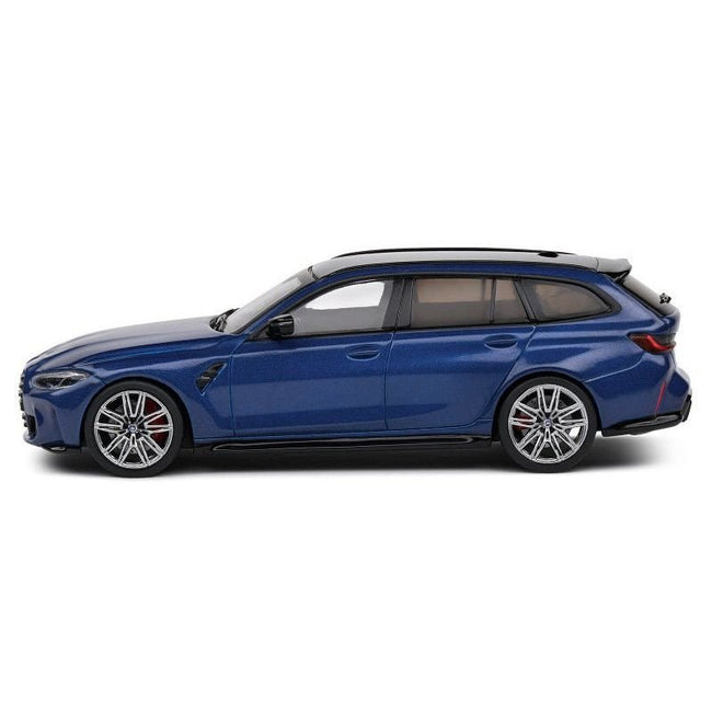 2023 BMW M3 Touring (G81) Competition San Marino Blue Metallic with Black Top 1/43 Diecast Model Car by Solido-Solido-ModelCars.com