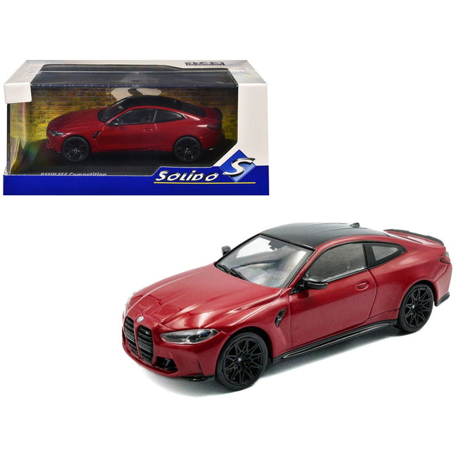 2023 BMW M4 Competition (G82) Imola Red with Black Top 1/43 Diecast Model Car by Solido-Solido-ModelCars.com