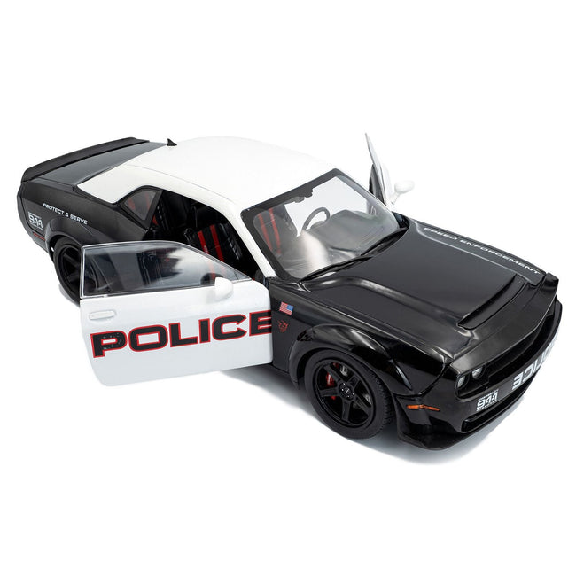 2023 Dodge Challenger Demon "Police" Black and White 1/18 Diecast Model Car by Solido-Solido-ModelCars.com
