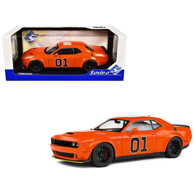 2023 Dodge Challenger R/T Scat Pack Widebody #01 "Hazzard Tribute" Orange 1/18 Diecast Model Car by Solido-Solido-ModelCars.com