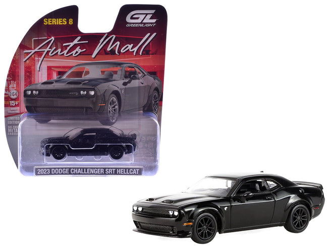 2023 Dodge Challenger SRT Hellcat Widebody Black "Auto Mall" Series 8 1/64 Diecast Model Car by Greenlight-Greenlight-ModelCars.com