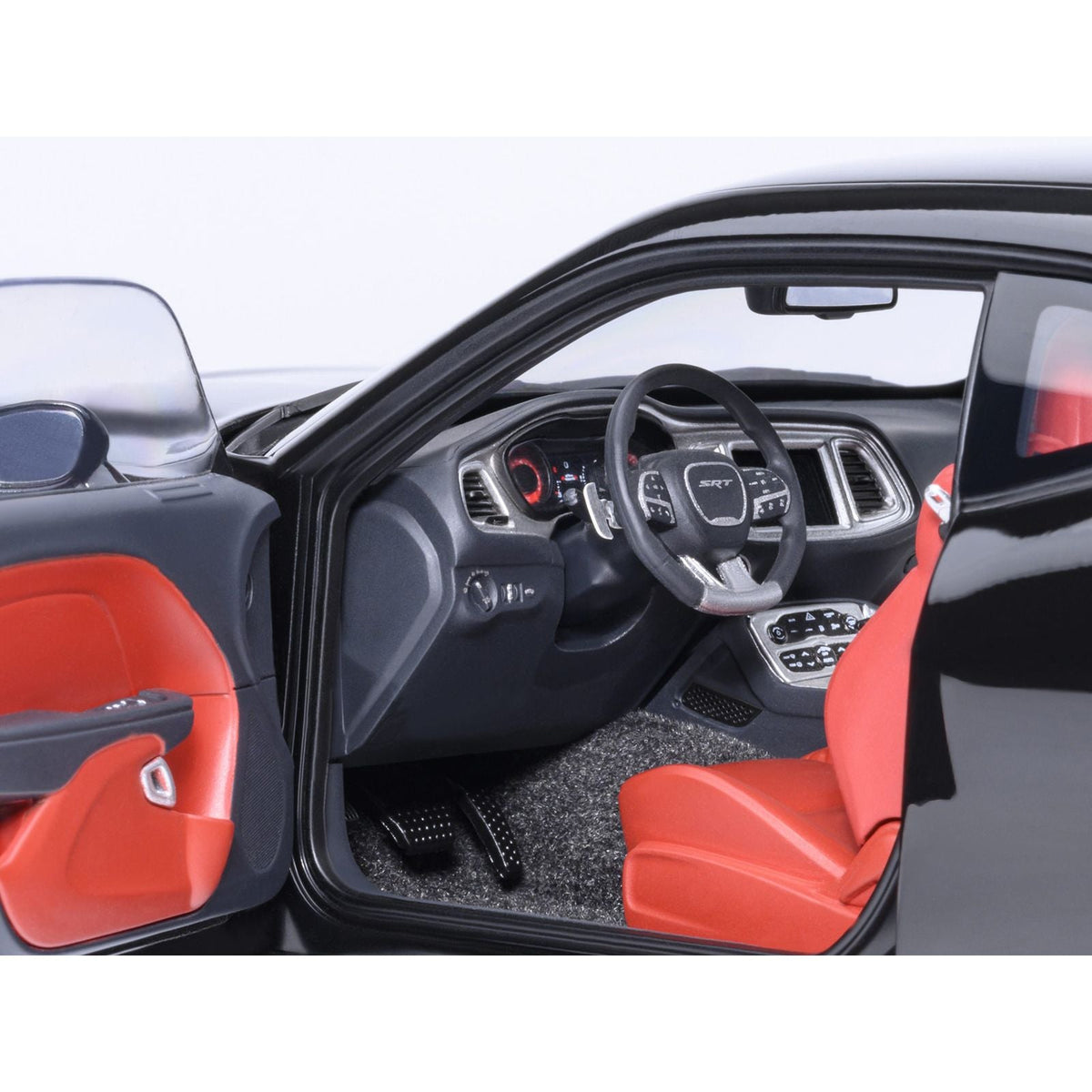 2023 Dodge Challenger SRT Super Stock Pitch Black with Red Interior 1/18 Model Car by Autoart-Autoart-ModelCars.com