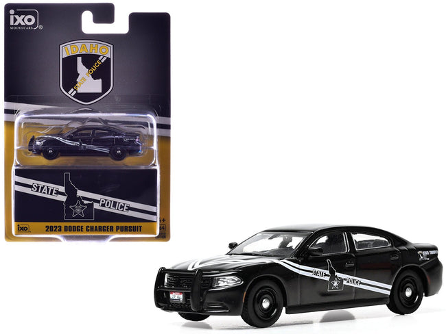 2023 Dodge Charger Pursuit "Idaho State Police" Black with White Stripes 1/64 Diecast Model by IXO Models-IXO-ModelCars.com