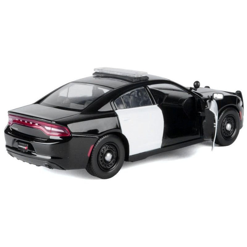 2023 Dodge Charger Pursuit Police Car Black and White "Law Enforcement and Public Service" Series 1/24 Diecast Model Car by Motormax-Motormax-ModelCars.com