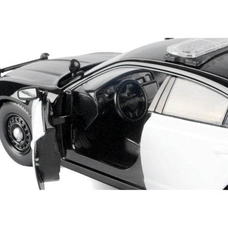 2023 Dodge Charger Pursuit Police Car Black and White "Law Enforcement and Public Service" Series 1/24 Diecast Model Car by Motormax-Motormax-ModelCars.com