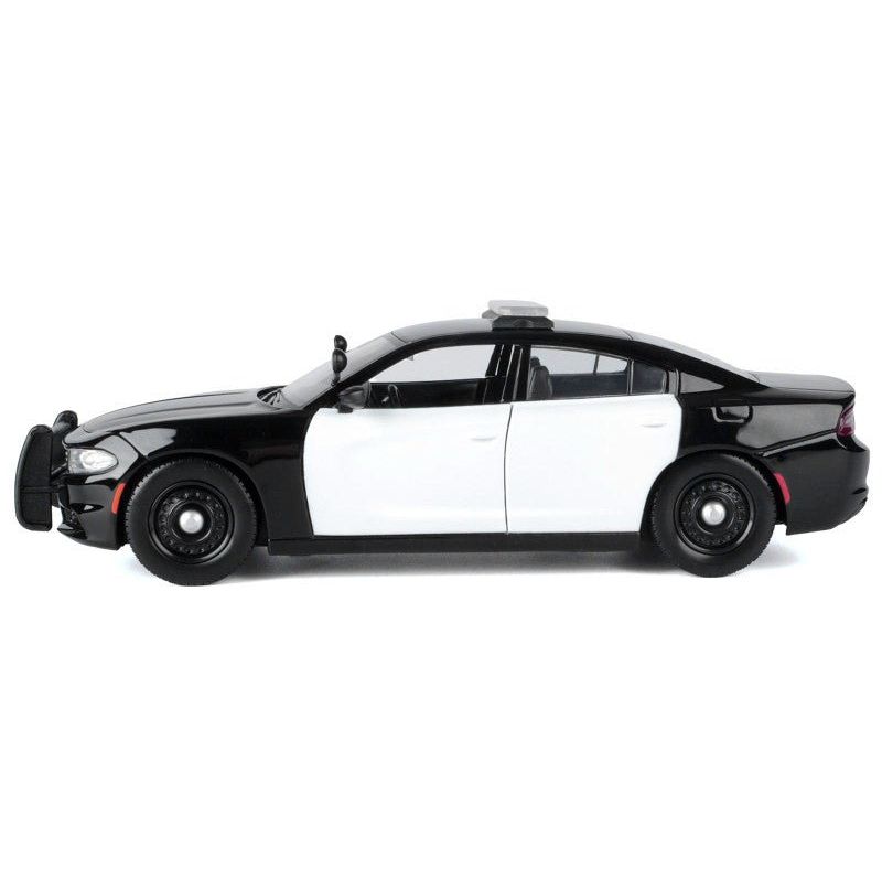 2023 Dodge Charger Pursuit Police Car Black and White "Law Enforcement and Public Service" Series 1/24 Diecast Model Car by Motormax - Motormax - ModelCars.com