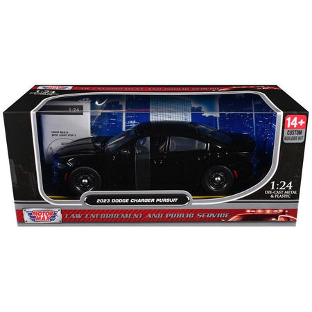 2023 Dodge Charger Pursuit Police Car Black "Custom Builder's Kit - Law Enforcement and Public Service" Series 1/24 Diecast Model Car by Motormax-Motormax-ModelCars.com