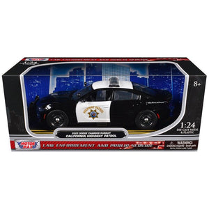 2023 Dodge Charger Pursuit Police Car "California Highway Patrol" Black and White "Law Enforcement and Public Service" Series 1/24 Diecast Model Car by Motormax