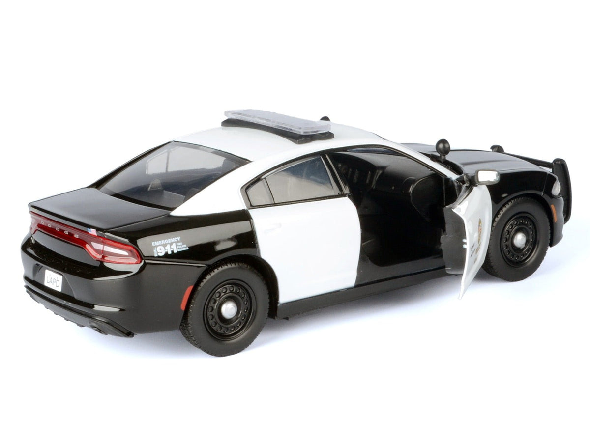 2023 Dodge Charger Pursuit Police Car "LAPD (Los Angeles Police Department)" Black and White "Law Enforcement and Public Service" Series 1/24 Diecast Model Car by Motormax-Motormax-ModelCars.com