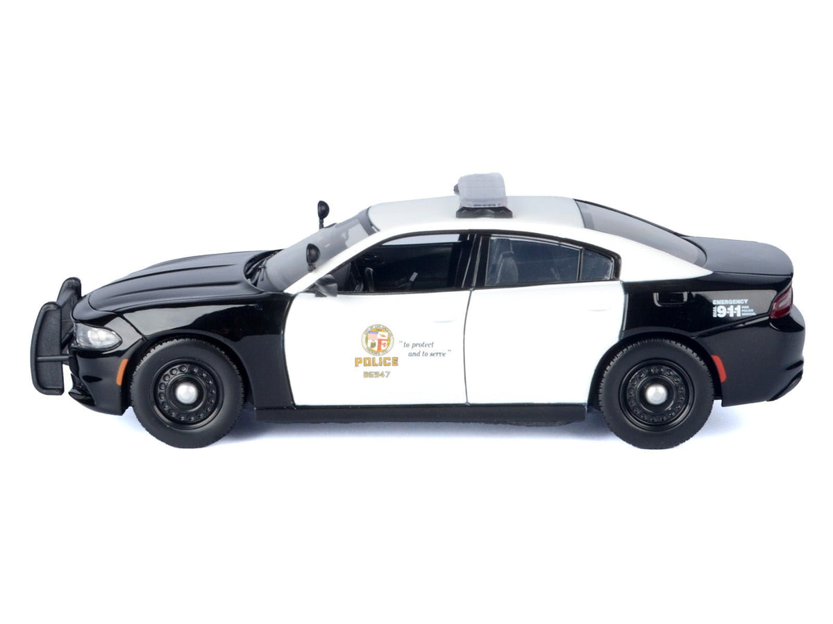 2023 Dodge Charger Pursuit Police Car "LAPD (Los Angeles Police Department)" Black and White "Law Enforcement and Public Service" Series 1/24 Diecast Model Car by Motormax-Motormax-ModelCars.com